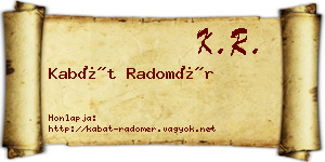 Kabát Radomér névjegykártya